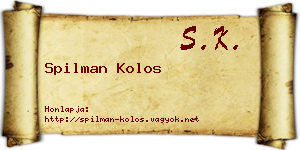 Spilman Kolos névjegykártya
